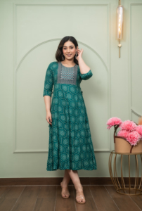 อะดริกาผู้หญิงผ้าฝ้ายอนาร์คาลีเคอร์ตาสลิมฟิตสมัยซาลวาร์มาเมซสำหรับปาร์ตี้งานแต่งงานงานแต่งแบบลำลองไม่ยับย่น - Product Image 2