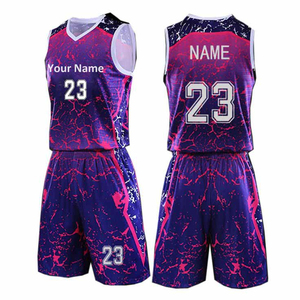 Custom Sublimated Basketball Jersey Shorts Set V-Neck Sleeveless Moisture Wicking Unisex Adult <b>Athletic</b> Fit Purple Pink Print - Product Image 2