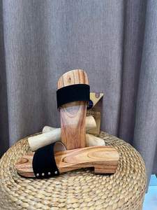 Traditional Vietnamese Summer Disposable Wooden <b>Clog</b> Sandals with Silk Upper Wholesale From Vietchoice - Product Image 2