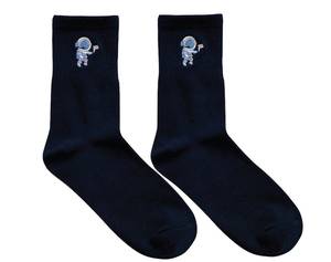 Custom Embroidered Astronaut Patterns Crew <b>Socks</b> Breathable Cotton for Men Women Casual Daily Wear Bulk Order - Product Image 4