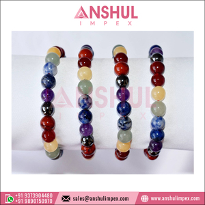 Premium Quality Wholesale Fashion Jewelry 8mm Round <b>Gemstone</b> Beaded 7 Chakra Crystal <b>Bracelet</b> from Indian Supplier - Product Image 4