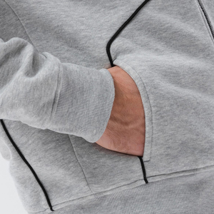 Sudadera con capucha de lana ligera de moda para hombre con estampado DTF, bolsillos delanteros con cremallera, cuello con capucha para invierno, poliéster/algodón - Product Image 5