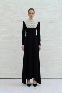 Wholesale Clothing Dresses Women <b>Lady</b> Elegant ODM Service LANSI MIDI DRESS 100% Polyester Lace Contrast Womens Dresses WhiteAnt - Product Image 3
