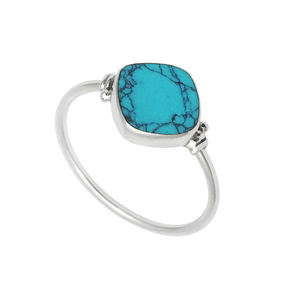Best Selling New Design 925 Sterling Silver Natural Turquoise Gemstone Cushion Shape <b>Ring</b> for Woman <b>Girls</b> Handmade Boho Jewelry - Product Image 1
