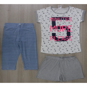 Conjunto de Tres Piezas para Niñas, Estampado Completo, en Algodón y Elastano, Suministro ODM con Tiempo de Entrega de Muestra de 7 Días, Sin Logotipo - Product Image 1