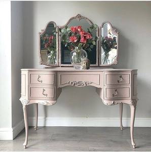 Coiffeuse féerique de princesse française avec miroirs et tiroirs, Table de toilette en bois à motifs pour ensemble de meubles de chambre à coucher - Product Image 2