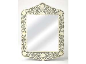 Handmade Modern Wood Bone Inlay Wedding Feature <b>Mirror</b> Handmade Flower Leaf Design for Wall Use - Product Image 4