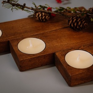 Handmade Natural Sustainable Wood Tea Light Candle Stand Customised Creative Wooden Candle <b>Lanterns</b> Jars for Weddings Christmas - Product Image 3