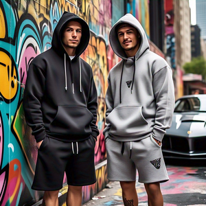 Vêtements de sport Running Hoodie Shorts Set Men Jogging Fitness Wear Hooded Shorts Two Piece - Product Image 1