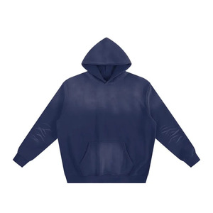 เสื้อฮู้ดดี้ทรงบ็อกซี่สำหรับผู้ชาย ผ้าฟลีซคอตตอน 100% น้ำหนัก 300 กรัม ระบายอากาศได้ดี บริการ OEM แต่งสไตล์วินเทจ ประดับคริสตัลตามสั่ง - Product Image 4