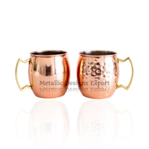 Authentique lot de 2 mules de Moscou en acier inoxydable cuivré poignée en laiton métallique finition martelée écologique pour boire - Product Image 6