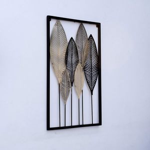 Decoración de pared de Metal decorativa de lujo para el hogar, decoración de sala de estar, diseño de hojas de lujo, artes colgantes de pared - Product Image 6