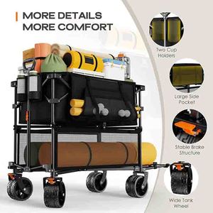 डबल डेकर वैगन ढहने भारी शुल्क फोल्डेबल बड़े समुद्र तट वैगन के साथ बड़े सभी इलाकों के पहियों तह उपयोगिता गाड़ी - Product Image 3