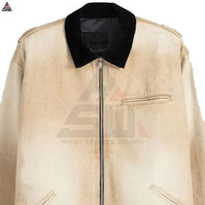 แจ็กเก็ตผ้าฝ้าย100% สำหรับผู้ชายสไตล์ลำลองสีพื้นด้านหน้าปรับแต่งโลโก้ระบายอากาศน้ำหนักเบาบาง - Product Image 6