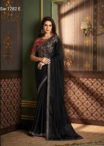 El último diseñador Georgette Silk Heavy Lace Border Work Saree de Fab Zone - Product Image 5