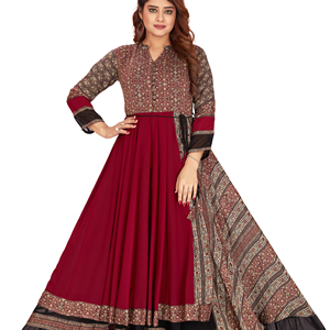 Kurti long en georgette brodé pour femmes indiennes, vêtements ethniques, robe/robe indienne brodée - Product Image 2