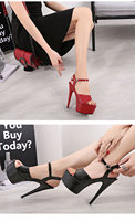 Sandales à talons très hauts pour femmes, à bout ouvert, avec bride à la cheville et boucle, plateforme, chaussures de pole dance