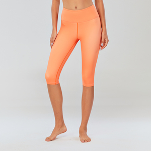 Pantalones cortos de gimnasio para mujer, 100% algodón, mallas para ejercicio, pantalones cortos de media con cierre de cordón de cintura Yoga, servicio OEM - Product Image 5