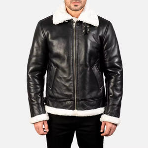 Veste d'hiver décontractée pour hommes en peau de mouton épaisse et chaude pour l'extérieur avec manteau en cuir de mouton en toile de grande taille - Product Image 4