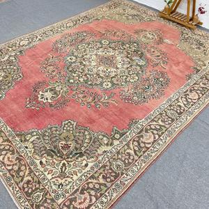 Turkish <b>Red</b> Patchwork <b>Wool</b> Rug Eco Friendly Traditional Design Latex Backing Medium Pile KayraHome 9.2x12.2 ft - Product Image 1