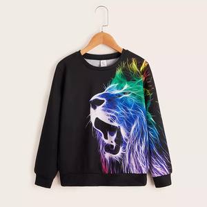 Nueva Llegada, Sudadera de Cuello Redondo con Mangas Regulares, Estampado Animal, Forro Reflectante, Tejido de Poliéster/Algodón, Ropa Urbana de Invierno - Product Image 1