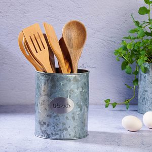 Porte-cuillère en métal rond galvanisé simple organisateur de couverts pour restaurant cuisine maison hôtel utilisation - Product Image 2