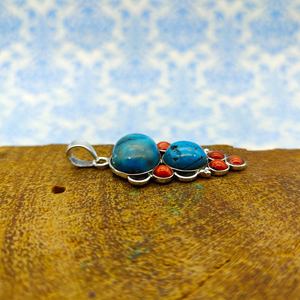 Colgante de Plata de Ley 925 de diseño nepalí, regalo de plata fina de moda para niños para fiesta o boda con piedras preciosas de turquesa Coral - Product Image 3