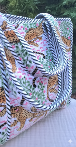 Lady Velvet Vintage <b>Tote</b> <b>Bag</b> Zipper Closure Canvas Lining Block Printed Floral Kantha Design Lightweight Customizable Size - Product Image 2