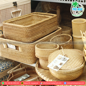 PRODUIT CHAUD Plateau en rotin 100% naturel vietnamien abordable, parfait pour organiser les outils de cuisine et les articles ménagers - Product Image 5