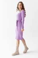Vestido de cuello redondo de punto para mujer, manga larga, cinturón cálido Flexible, detalle de alta calidad, invierno, nueva moda, personalizable, servicios OEM