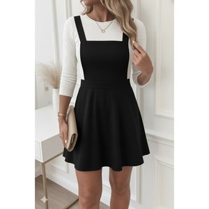 Robe courte évasée en velours pour femme avec détails croisés au dos, 29249 - Noir - Product Image 3