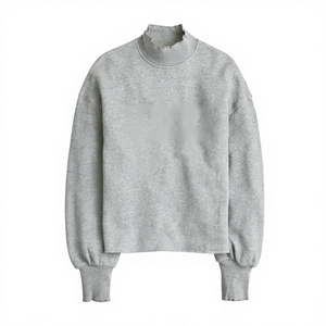 Top de Punto Holgado de Manga Larga para Mujer, Estilo Casual, Cuello Alto Simulado, Moda Minimalista para Uso Diario, Opción con Logotipo Frontal - Product Image 4