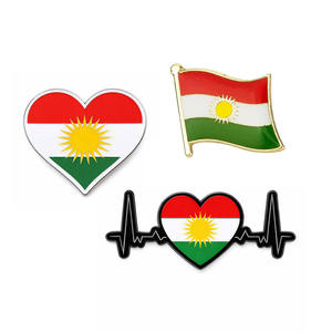 Épinglette de revers en émail doux sur mesure, forme découpée, drapeaux nationaux, Kurdistan - Product Image 3