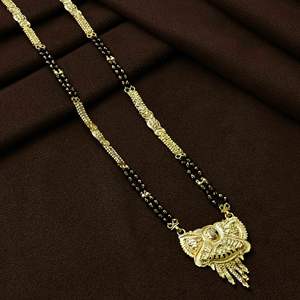 Venta al por mayor de mangalsutra micro largo de oro de 24 quilates para mujeres casadas, mangalsutra acabado dorado de uso diario, mangalsutra largo de boda india - Product Image 2