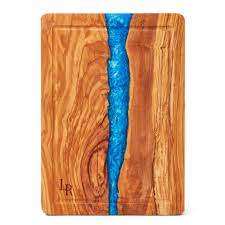 Vente en gros de bloc à découper en bois naturel et résine planche à fromage forme personnalisée en médaillon couleur personnalisée design de luxe moderne maison commerciale - Product Image 2