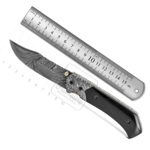 DD-FK-659มีดเหล็กดามัสกัสพับได้ทำด้วยมือเครื่องมืออเนกประสงค์พร้อมเขาควายสำหรับการอยู่รอดกลางแจ้ง - Product Image 1