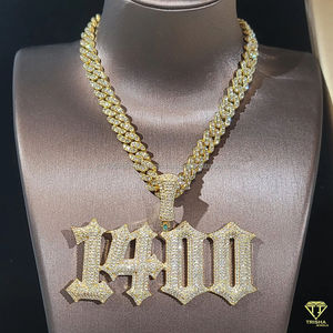 Pendentif personnalisé en diamants cultivés en laboratoire VVS Glacé Étincelant Luxe Hip Hop Bling Bijoux Argent Chaîne à maillons cubains pour - Product Image 6