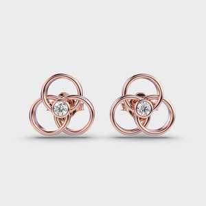 Pendientes de Diamantes Cultivados en Laboratorio con Círculos Entrelazados, Oro Rosa/Amarillo/Blanco de 18K, Joyería Moderna - Product Image 1