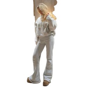 Pantalones de chándal de pierna acampanada para mujer, pantalones de chándal holgados, pantalones casuales de tela suave elegantes y cómodos para uso diario - Product Image 6