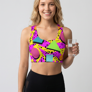 Nouveau soutien-gorge de sport tendance personnalisé en dentelle, respirant, à maintien moyen, dos croisé et rembourré, grandes tailles - Product Image 6