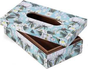 Wooden Tissue Box Painted Prints Lacquered Latest & Modern Enameled Napkin Box Stylish Smart Tissue Holder Best Selling - Product Image 1