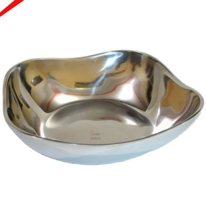 Cuenco de servicio de acero inoxidable de metal con acabado plateado de calidad estándar para restaurante y bar de hotel - Product Image 1