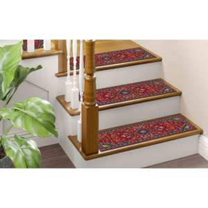 Tapis imprimé aux tons doux : Rouge, Oushak, Décoration d'escalier, Turc, Lavable, Gobelin - Product Image 4