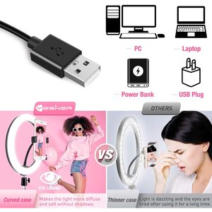 Anello per Selfie da 10 pollici con supporto per treppiede da 76 pollici e supporto per telefono cellulare con dispositivo di Streaming Live compatibile - Product Image 2