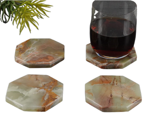 Ensemble de sous-verres octogonaux verts en onyx, sous-verres en marbre faits à la main en onyx vert, sous-verres en marbre multi-verts en onyx - Product Image 3