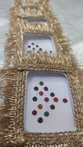 Ensemble Bindi indien traditionnel pour femmes autocollant de pierre frontale en cristal multicolore cadre doré pour Diwali fête des mères tenue quotidienne - Product Image 3