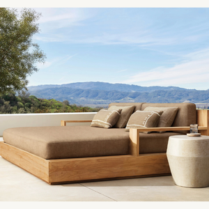 Chaise longue en teck pour deux personnes, équipée de mousse souple, style moderne pour la plage - Product Image 3