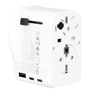 Adattatore da viaggio universale Simon 65W con 2 porte USB-C + USB-A, bianco (CL410102) - Product Image 2