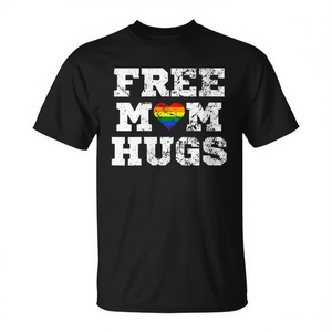 Camiseta Free Mom Hugs Rainbow Pride, color negro, unisex, talla para adultos S M L XL XXL - Product Image 2
