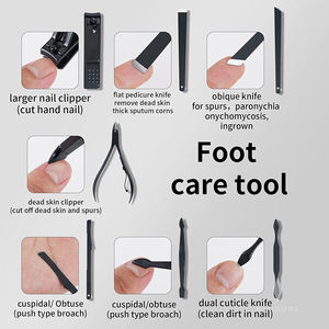 Coupe-ongles en acier inoxydable noir 7-en-1 ensemble de pédicure manucure pointu pour hommes et femmes Kit de toilettage d'ongles en boîte - Product Image 6